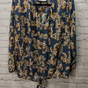 Floral Women's Top - Blue and Yellow